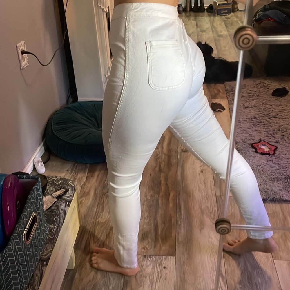 American apparel high waisted white jeans